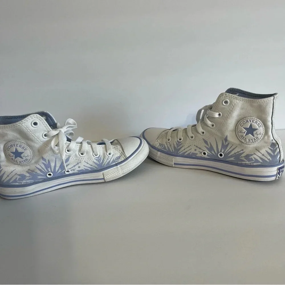 Converse Girls Hi Top Frozen 2 Elsa White/Blue Heron/White Size 3 Juniors